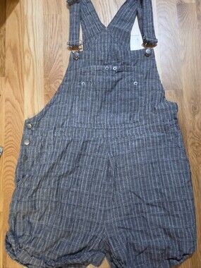 RVCA Plaid Short Overalls L